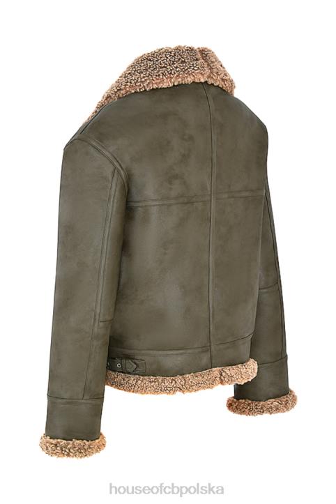 House of CB Madden Zimowa Kurtka Lotnicza Army Green Wełna Wegańska