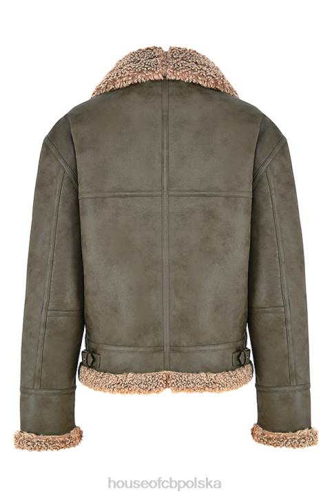 House of CB Madden Zimowa Kurtka Lotnicza Army Green Wełna Wegańska