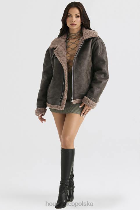 House of CB Madden Zimowa Kurtka Lotnicza Army Green Wełna Wegańska