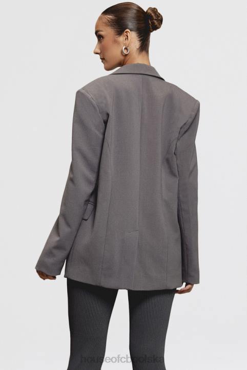 House of CB Ciemnoszara Oversize Aline Marynarka Trendy Modne Okrycie