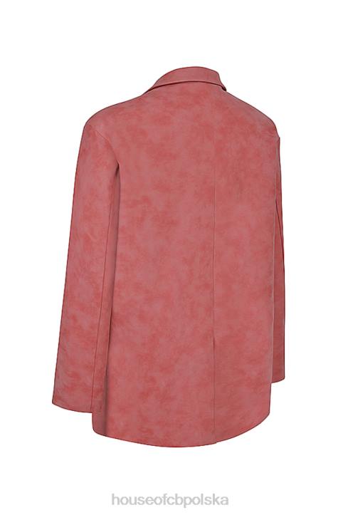 House of CB Kiera różowa oversize marynarka z wegańskiej skóry ciepła i stylowa