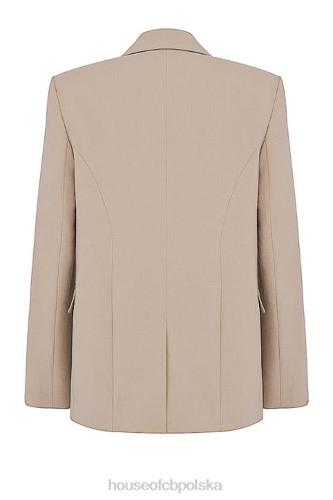 House of CB Marynarka oversize z norek Aline w kolorze beżowym modna odzież na każdą okazję