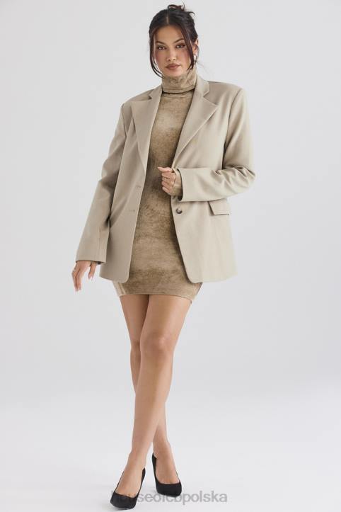 House of CB Marynarka oversize z norek Aline w kolorze beżowym modna odzież na każdą okazję