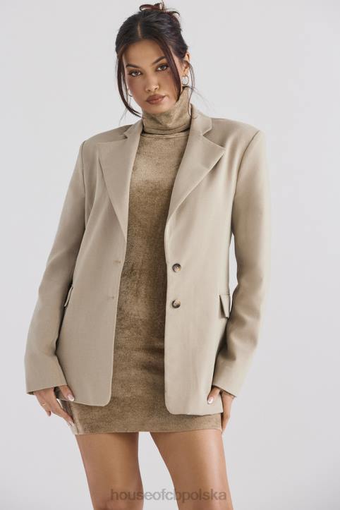 House of CB Marynarka oversize z norek Aline w kolorze beżowym modna odzież na każdą okazję