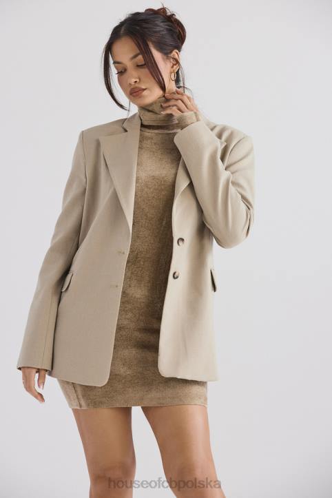 House of CB Marynarka oversize z norek Aline w kolorze beżowym modna odzież na każdą okazję