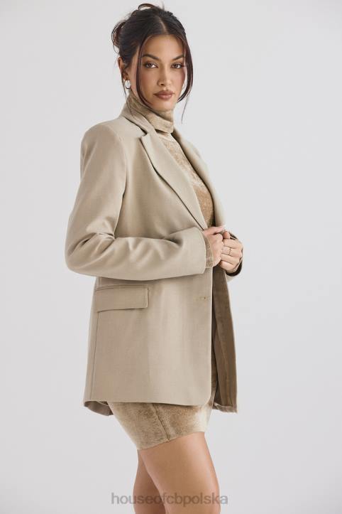 House of CB Marynarka oversize z norek Aline w kolorze beżowym modna odzież na każdą okazję