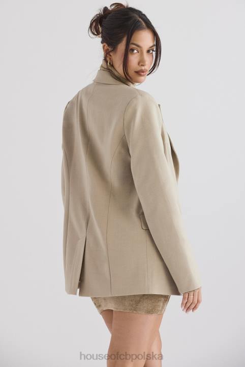 House of CB Marynarka oversize z norek Aline w kolorze beżowym modna odzież na każdą okazję