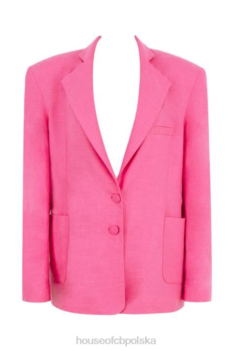 House of CB Różowa oversize marynarka lniana Domina 4PND1051 modna odzież