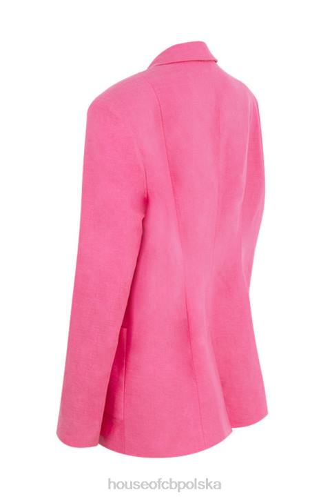 House of CB Różowa oversize marynarka lniana Domina 4PND1051 modna odzież