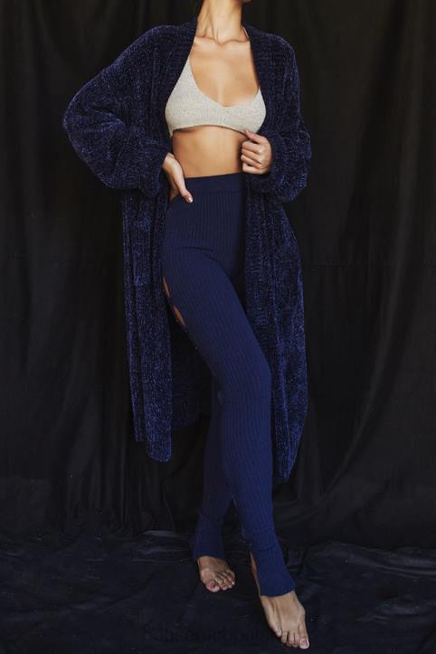 House of CB Granatowy kardigan Celine z szenilu luźny styl modny wybór