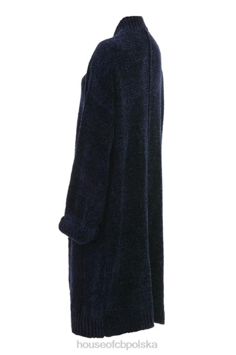 House of CB Granatowy kardigan Celine z szenilu luźny styl modny wybór