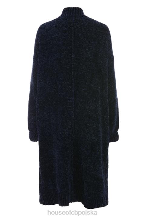 House of CB Granatowy kardigan Celine z szenilu luźny styl modny wybór