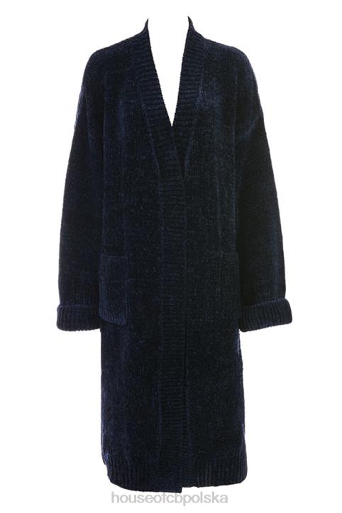 House of CB Granatowy kardigan Celine z szenilu luźny styl modny wybór