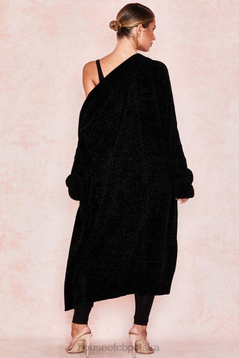 House of CB Celine Stylowy Czarny Kardigan Szynilowy na Każdą Okazję
