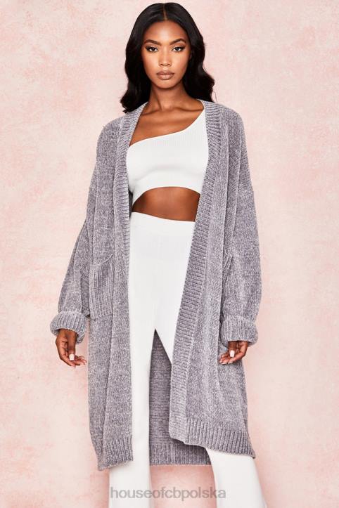 House of CB Szary Celine Kardigan Luźny Stylowy i Modny
