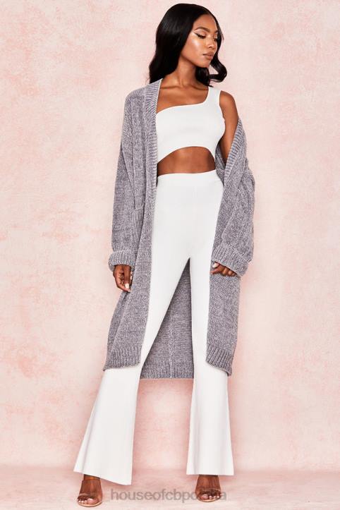 House of CB Szary Celine Kardigan Luźny Stylowy i Modny