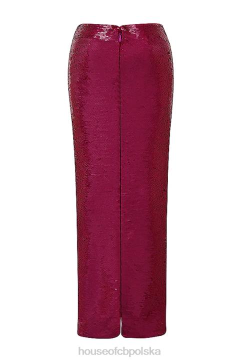 House of CB Alexis Maxi Spódnica Cekinowa Różowa 4PND887 Modna Odzież