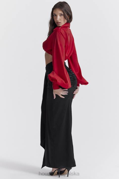 House of CB Czarna Maxi Spódnica Jedwabna Drapowana Arla 4PND858