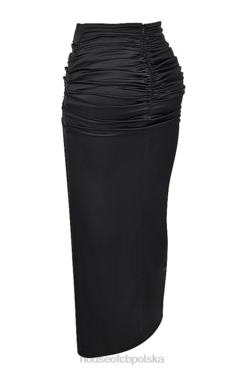 House of CB Czarna Maxi Spódnica Jedwabna Drapowana Arla 4PND858