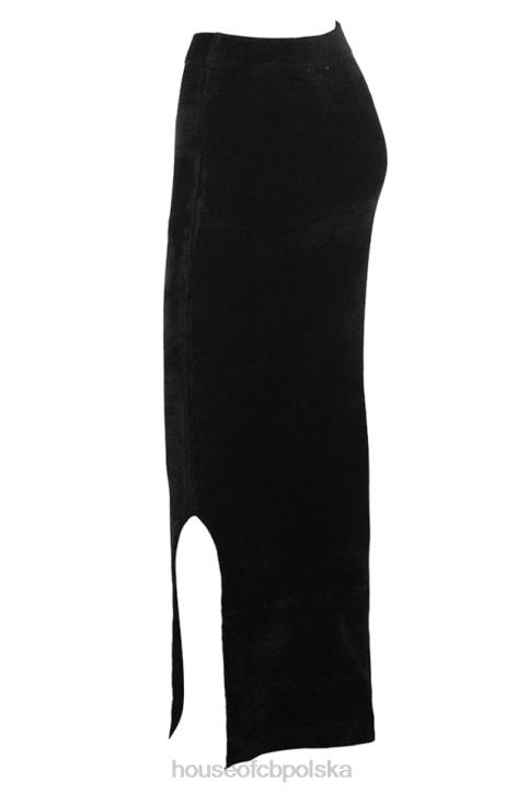 House of CB Elegancka czarna spódnica maxi z szenilu