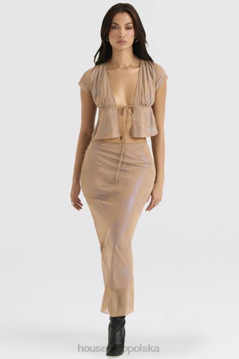 House of CB Spódnica maxi Dyana Shimmer Cafe au Lait Modny Styl