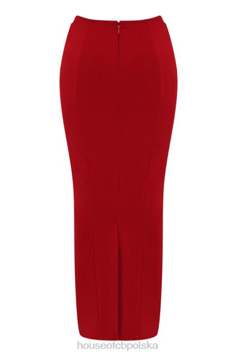 House of CB Maxi Spódnica Nayara Czerwono-Różowa Modna Odzież