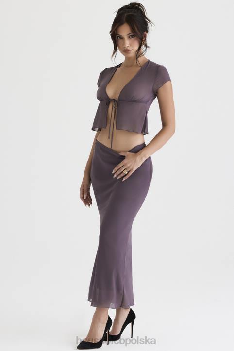 House of CB Maxi Spódnica Diana Ciemny Fiolet Elegancja na Każdą Okazję