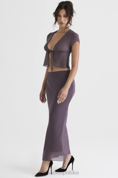 House of CB Maxi Spódnica Diana Ciemny Fiolet Elegancja na Każdą Okazję