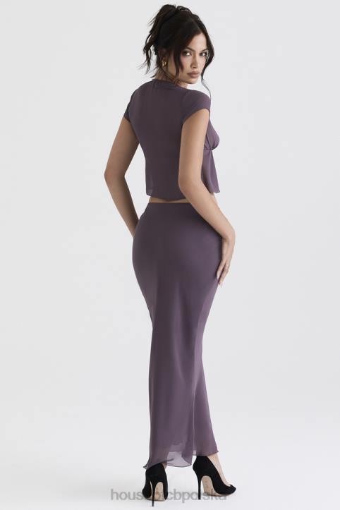 House of CB Maxi Spódnica Diana Ciemny Fiolet Elegancja na Każdą Okazję