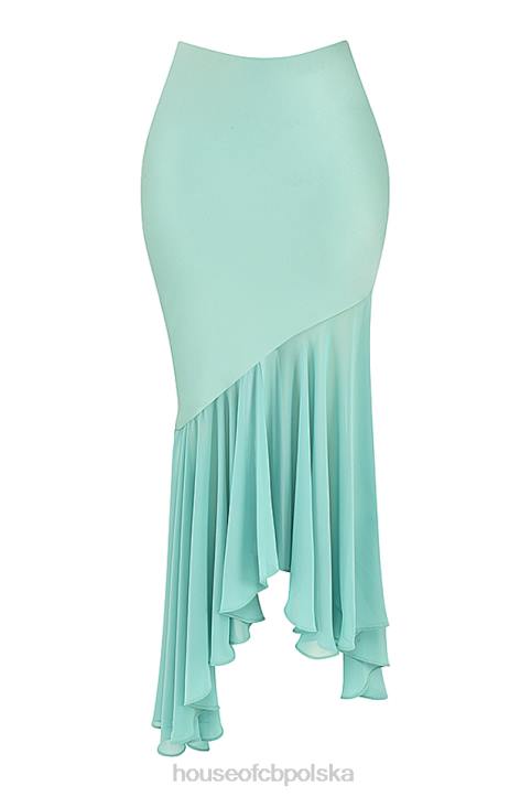 House of CB Lila Jadeit Maxi Spódnica z Falbaną Modna Odzież
