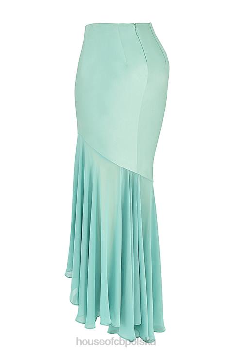 House of CB Lila Jadeit Maxi Spódnica z Falbaną Modna Odzież