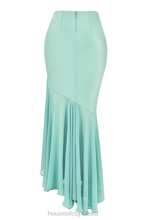 House of CB Lila Jadeit Maxi Spódnica z Falbaną Modna Odzież