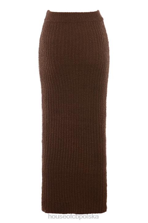 Sloane Spódnica Maxi Czekoladowa z Bawełny Boucle 4PND829 Modna Odzież