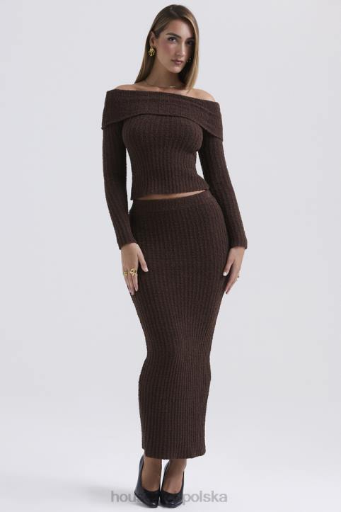 Sloane Spódnica Maxi Czekoladowa z Bawełny Boucle 4PND829 Modna Odzież