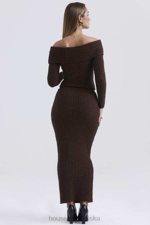 Sloane Spódnica Maxi Czekoladowa z Bawełny Boucle 4PND829 Modna Odzież