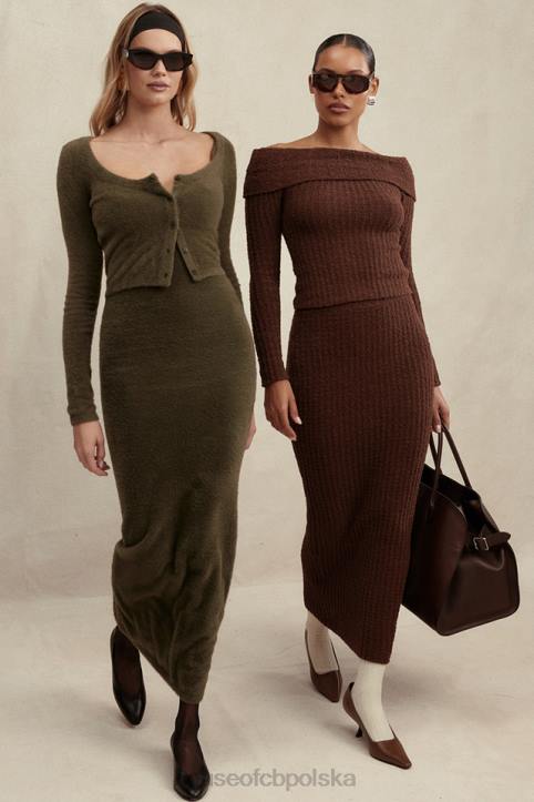 Sloane Spódnica Maxi Czekoladowa z Bawełny Boucle 4PND829 Modna Odzież
