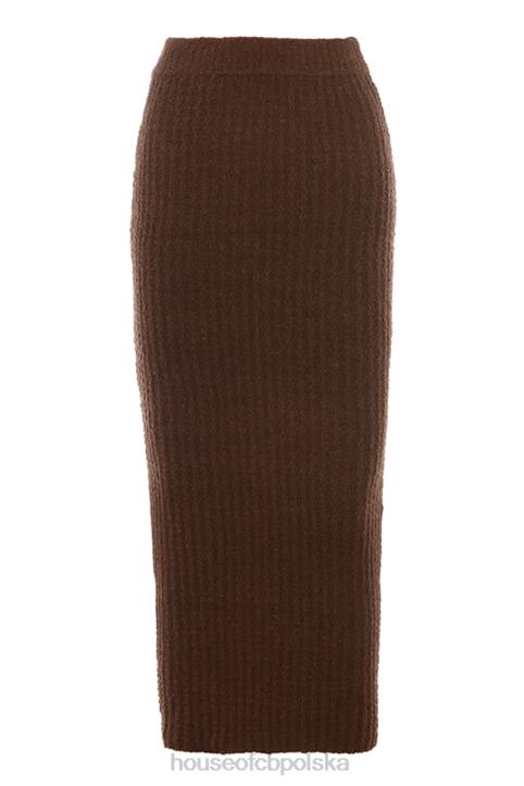 Sloane Spódnica Maxi Czekoladowa z Bawełny Boucle 4PND829 Modna Odzież