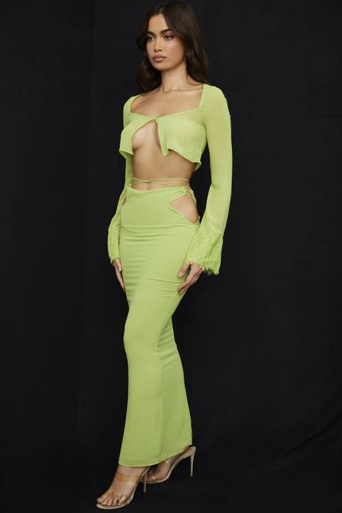 House of CB Limonkowo-zielona maxi spódnica z żorżety Madeline na każdą okazję