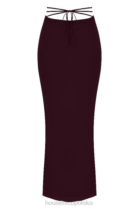 House of CB Maxi Spódnica Śliwkowa z Wycięciem Amalfi 4PND931 Modna Odzież