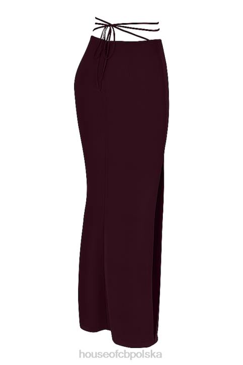 House of CB Maxi Spódnica Śliwkowa z Wycięciem Amalfi 4PND931 Modna Odzież