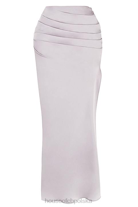 House of CB Szara Marszczona Maxi Spódnica Jia Elegancka Moda