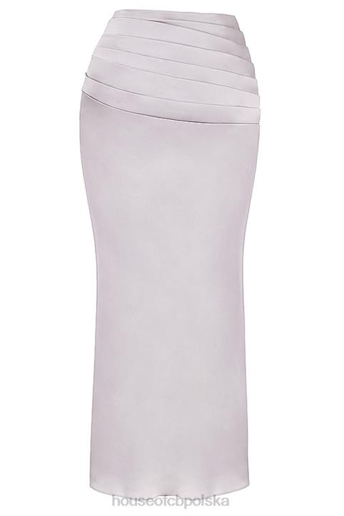 House of CB Szara Marszczona Maxi Spódnica Jia Elegancka Moda