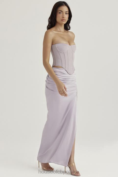 House of CB Szara Marszczona Maxi Spódnica Jia Elegancka Moda