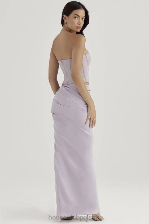 House of CB Szara Marszczona Maxi Spódnica Jia Elegancka Moda