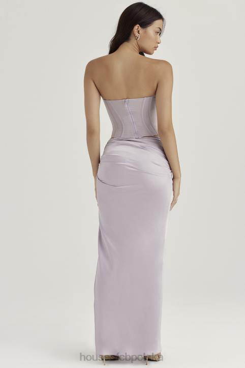 House of CB Szara Marszczona Maxi Spódnica Jia Elegancka Moda