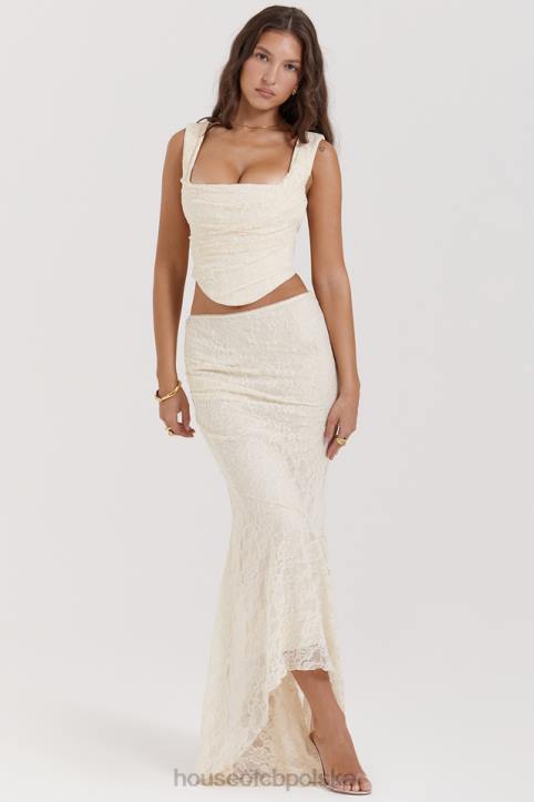 House of CB Therese Kremowa Koronkowa Spódnica Maxi Vintage Elegancja
