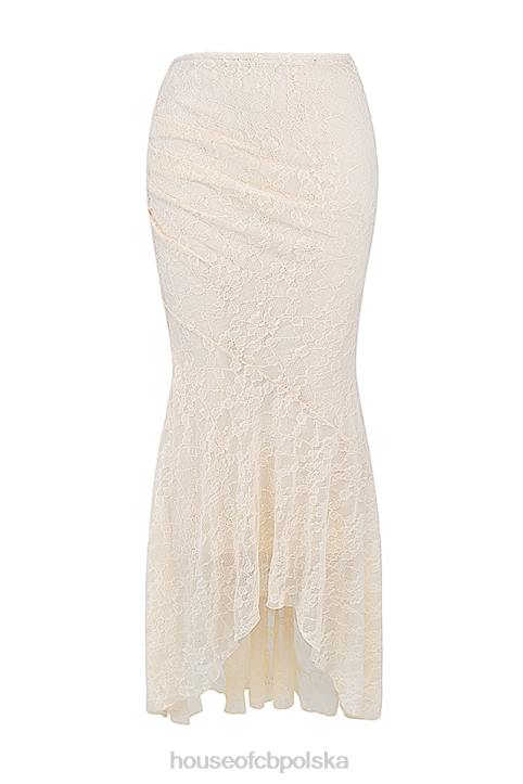 House of CB Therese Kremowa Koronkowa Spódnica Maxi Vintage Elegancja