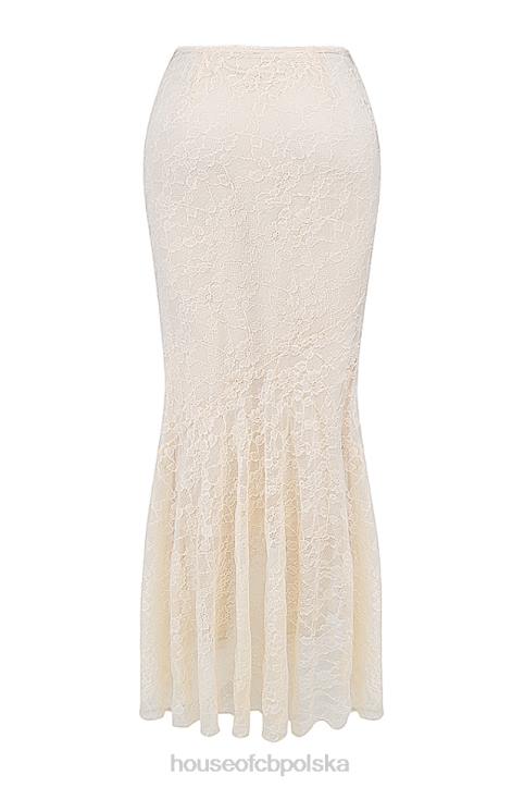 House of CB Therese Kremowa Koronkowa Spódnica Maxi Vintage Elegancja