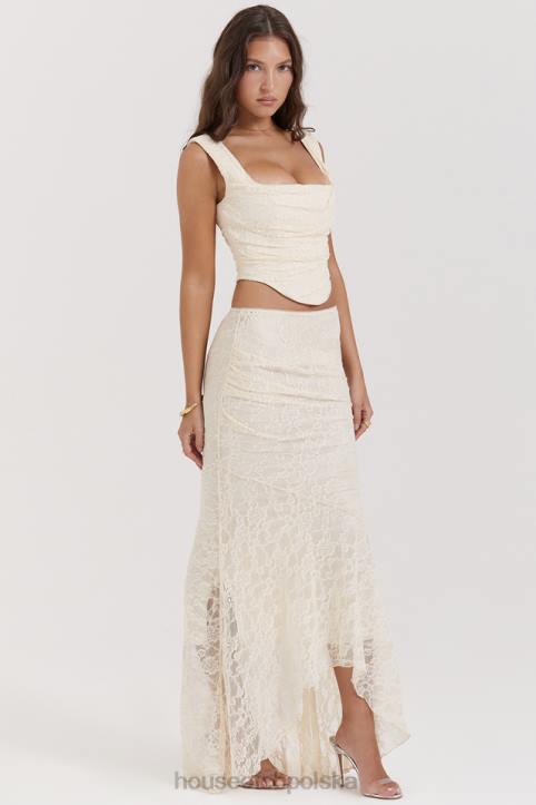 House of CB Therese Kremowa Koronkowa Spódnica Maxi Vintage Elegancja