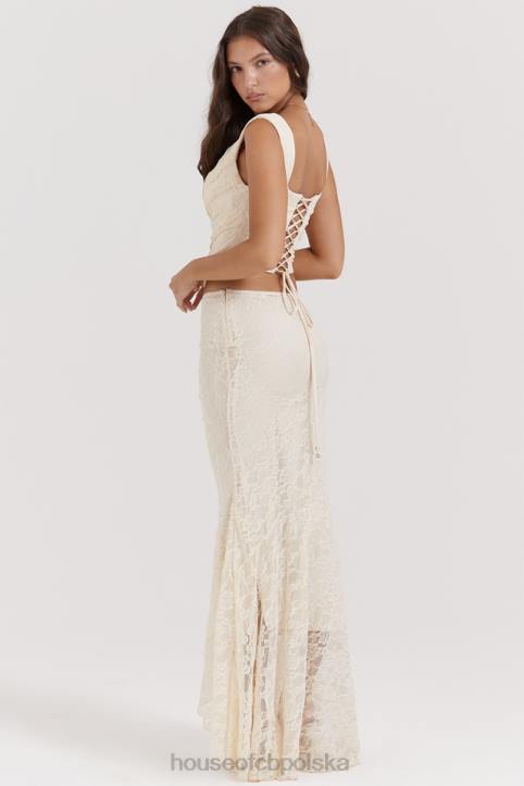 House of CB Therese Kremowa Koronkowa Spódnica Maxi Vintage Elegancja